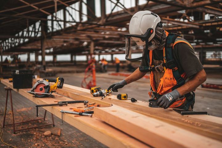 Construction contractor at work on a job site