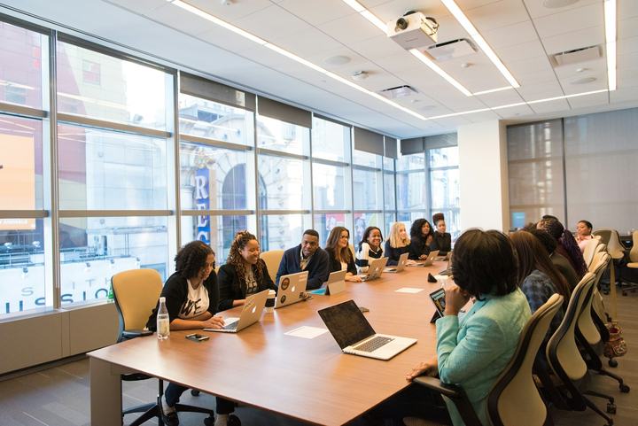 Business team working together in an office